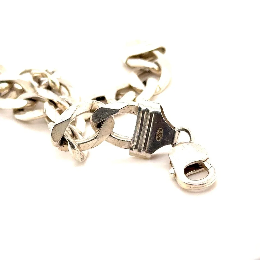 Mens Italy 925 Sterling Silver Curb Link Bracelet 12mm 8.25